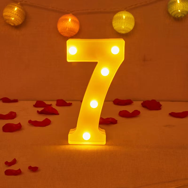 Alphabet Letter LED Lights Luminous Number Lamp Decor Battery Night Light for Home Wedding Birthday Christmas Party Decoration