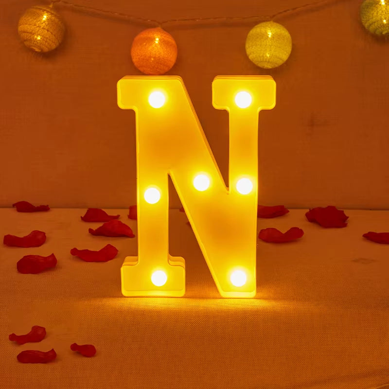 Alphabet Letter LED Lights Luminous Number Lamp Decor Battery Night Light for Home Wedding Birthday Christmas Party Decoration