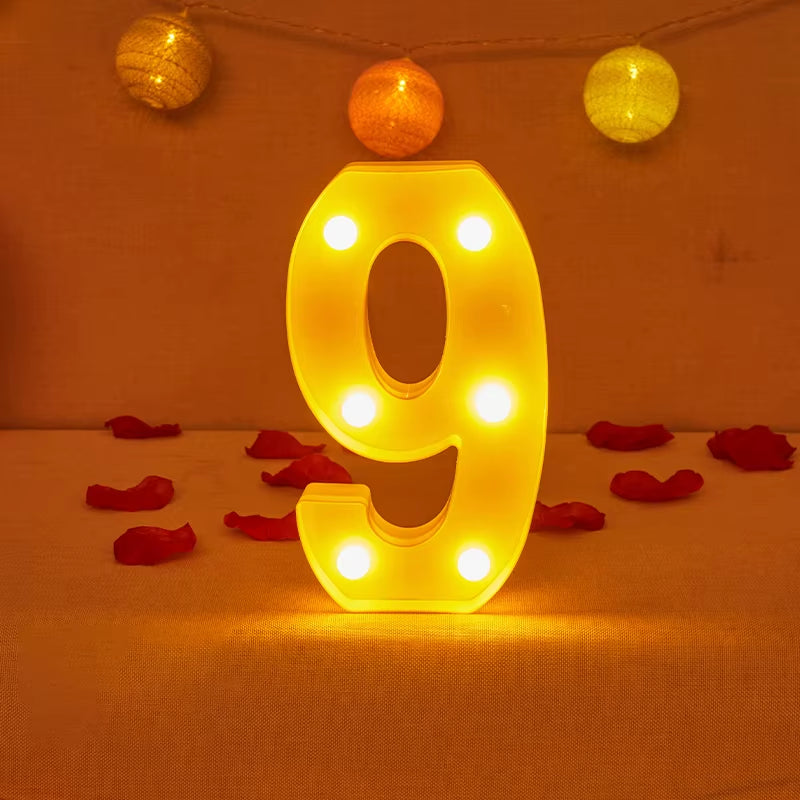 Alphabet Letter LED Lights Luminous Number Lamp Decor Battery Night Light for Home Wedding Birthday Christmas Party Decoration