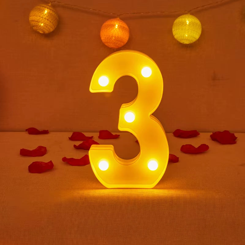 Alphabet Letter LED Lights Luminous Number Lamp Decor Battery Night Light for Home Wedding Birthday Christmas Party Decoration
