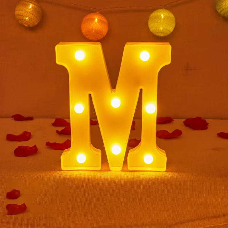 Alphabet Letter LED Lights Luminous Number Lamp Decor Battery Night Light for Home Wedding Birthday Christmas Party Decoration