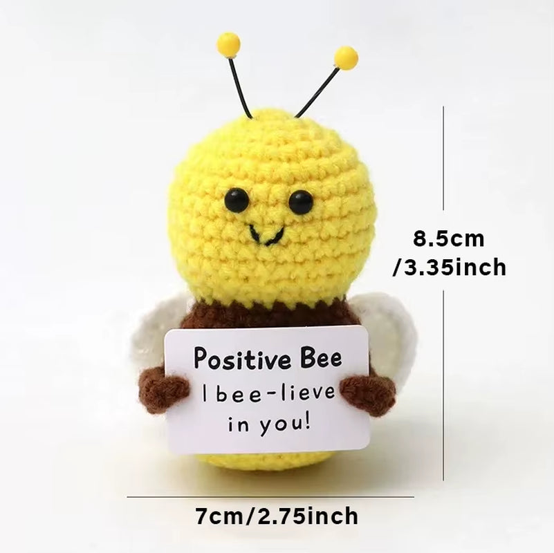 Positive Energy Crochet Doll Pocket Hug Handmade Knitted Plush Potato Plant Avocado Bee Turtle Duck Funny Emotional Support Gift