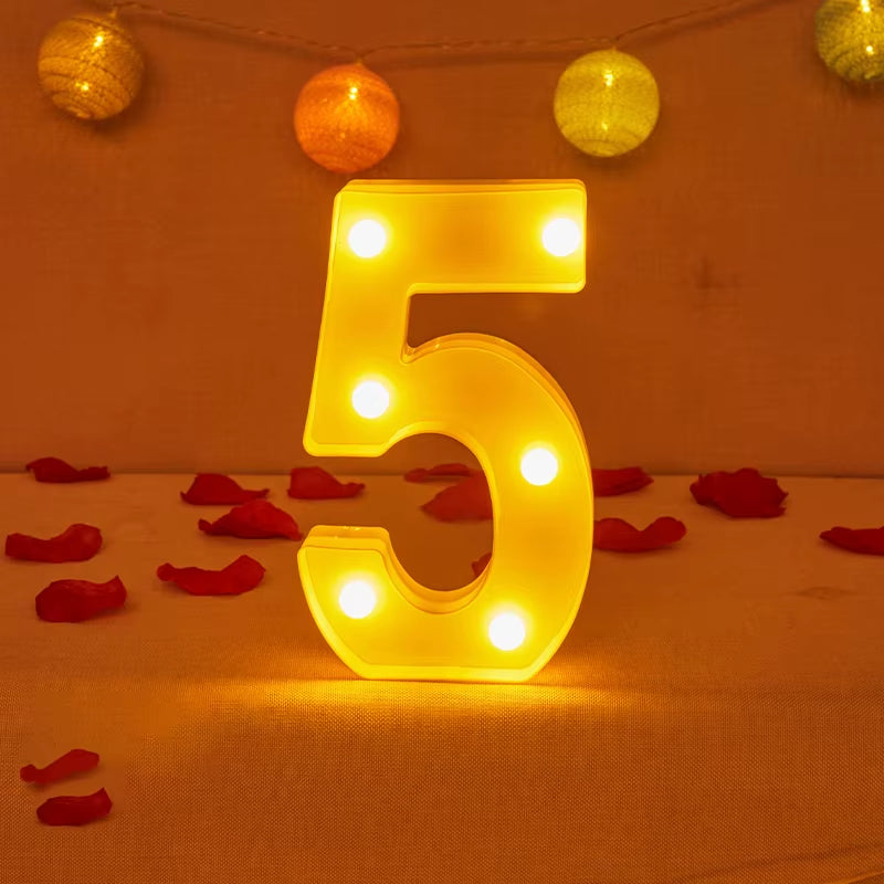 Alphabet Letter LED Lights Luminous Number Lamp Decor Battery Night Light for Home Wedding Birthday Christmas Party Decoration