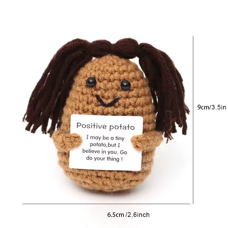 Positive Energy Crochet Doll Pocket Hug Handmade Knitted Plush Potato Plant Avocado Bee Turtle Duck Funny Emotional Support Gift