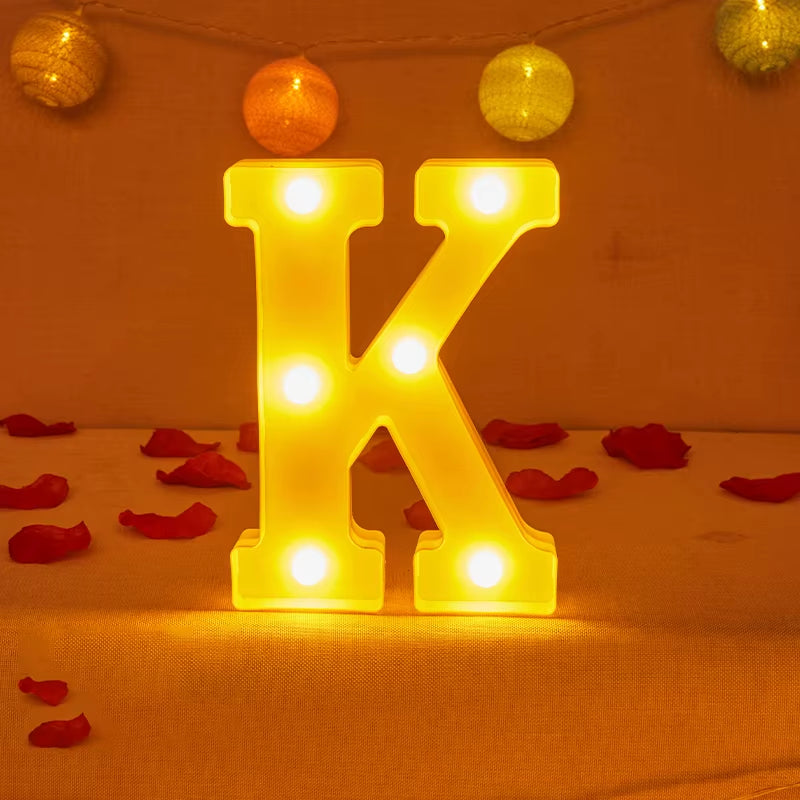 Alphabet Letter LED Lights Luminous Number Lamp Decor Battery Night Light for Home Wedding Birthday Christmas Party Decoration