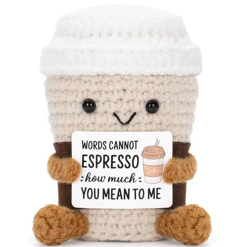 Positive Energy Crochet Doll Pocket Hug Handmade Knitted Plush Potato Plant Avocado Bee Turtle Duck Funny Emotional Support Gift