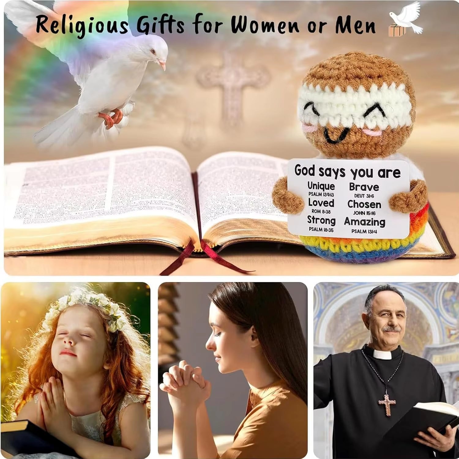 Positive Energy Crochet Doll Pocket Hug Handmade Knitted Plush Potato Plant Avocado Bee Turtle Duck Funny Emotional Support Gift