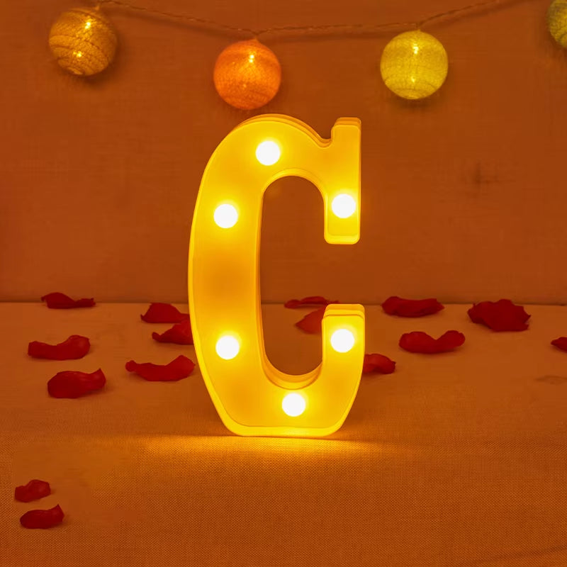 Alphabet Letter LED Lights Luminous Number Lamp Decor Battery Night Light for Home Wedding Birthday Christmas Party Decoration