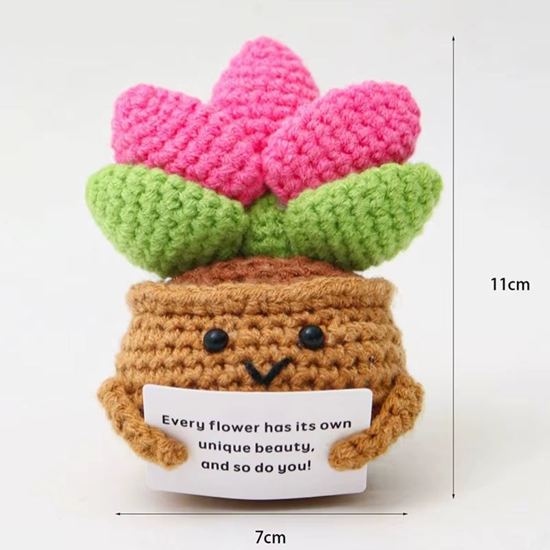 Positive Energy Crochet Doll Pocket Hug Handmade Knitted Plush Potato Plant Avocado Bee Turtle Duck Funny Emotional Support Gift