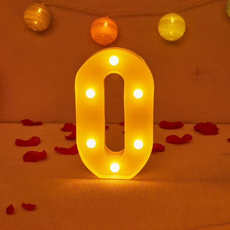 Alphabet Letter LED Lights Luminous Number Lamp Decor Battery Night Light for Home Wedding Birthday Christmas Party Decoration