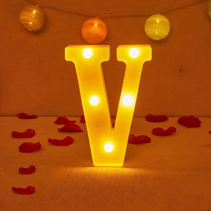 Alphabet Letter LED Lights Luminous Number Lamp Decor Battery Night Light for Home Wedding Birthday Christmas Party Decoration
