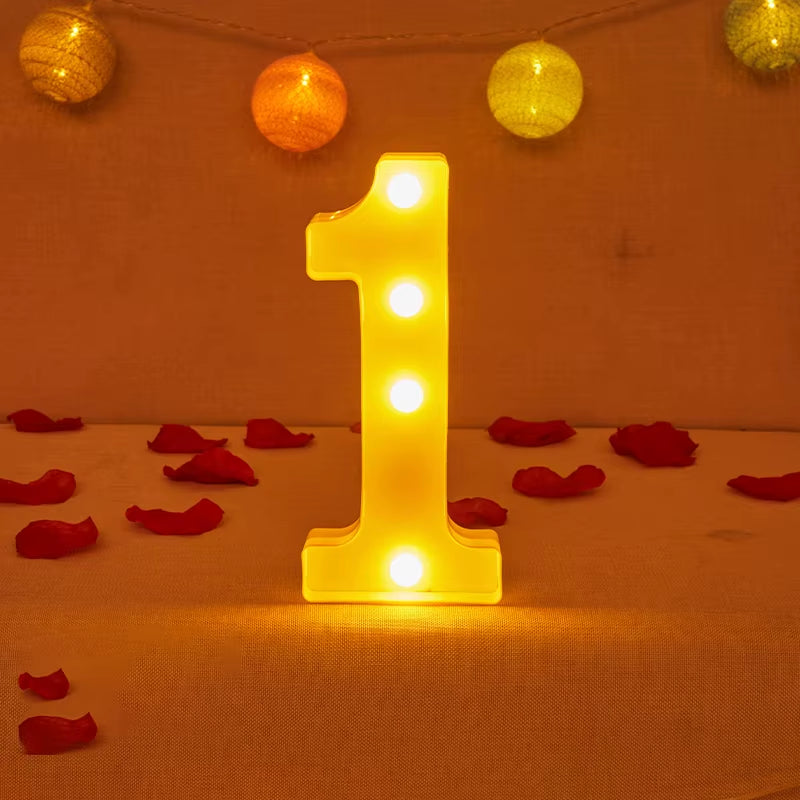 Alphabet Letter LED Lights Luminous Number Lamp Decor Battery Night Light for Home Wedding Birthday Christmas Party Decoration