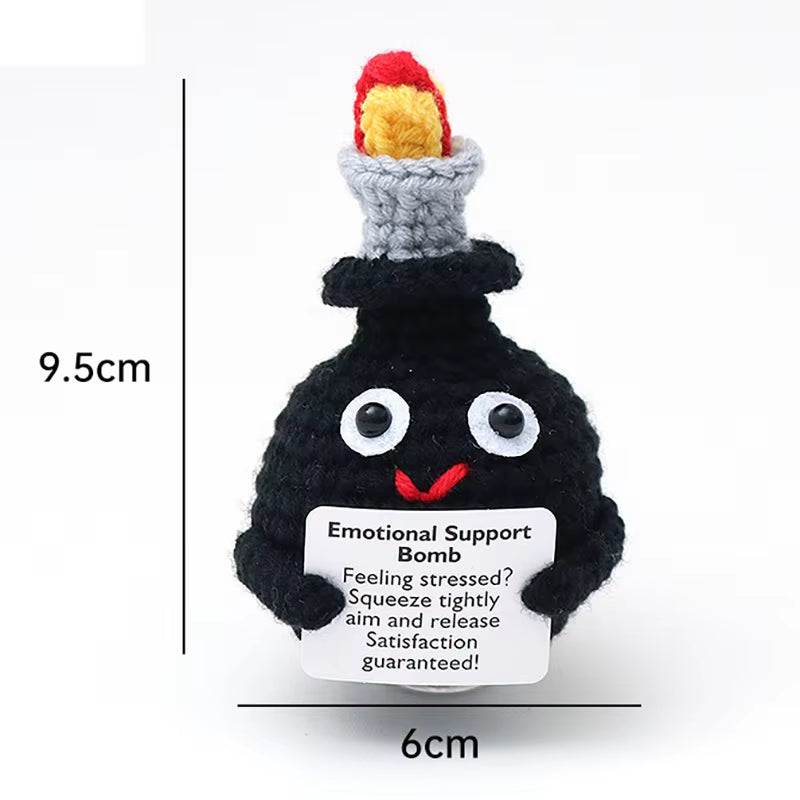 Positive Energy Crochet Doll Pocket Hug Handmade Knitted Plush Potato Plant Avocado Bee Turtle Duck Funny Emotional Support Gift