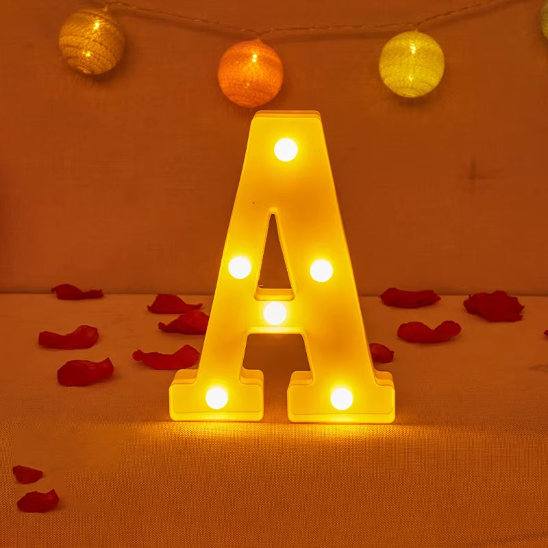 Alphabet Letter LED Lights Luminous Number Lamp Decor Battery Night Light for Home Wedding Birthday Christmas Party Decoration