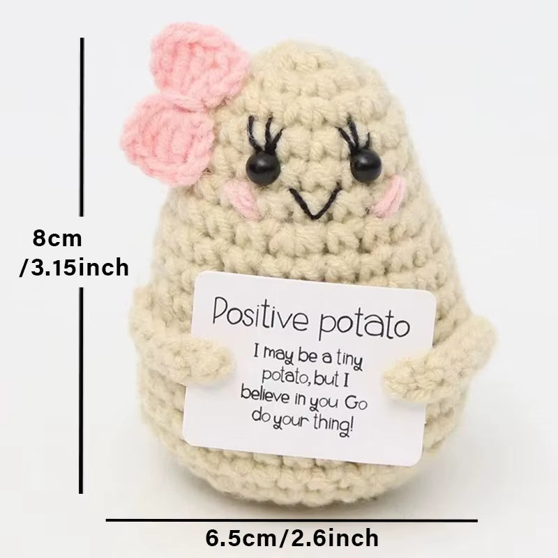 Positive Energy Crochet Doll Pocket Hug Handmade Knitted Plush Potato Plant Avocado Bee Turtle Duck Funny Emotional Support Gift