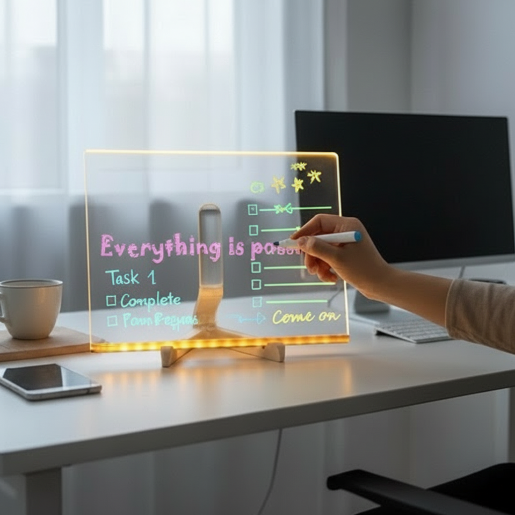 Pizarra luminosa acrílica para mensaje