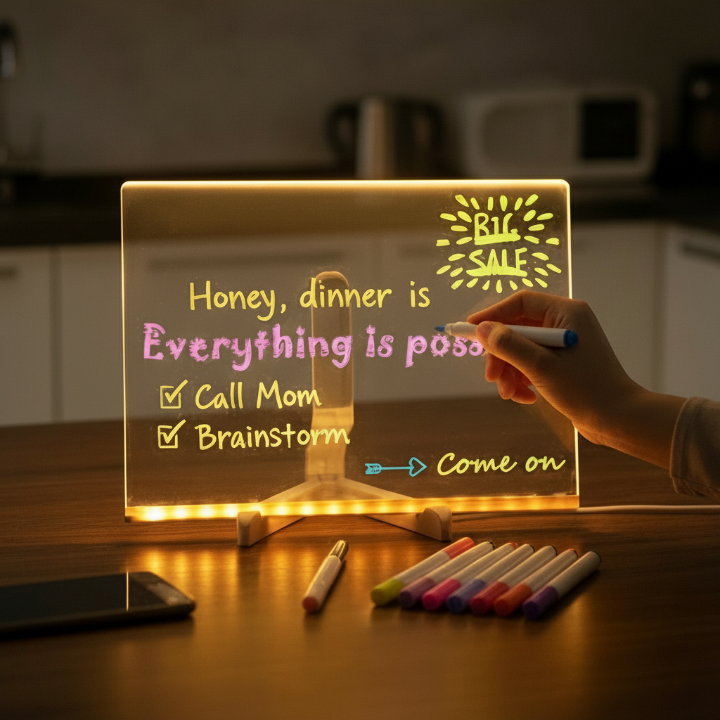 Pizarra luminosa acrílica para mensaje