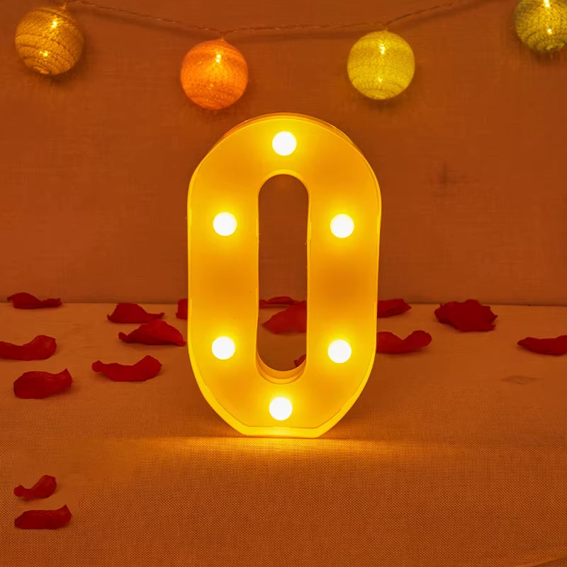 Alphabet Letter LED Lights Luminous Number Lamp Decor Battery Night Light for Home Wedding Birthday Christmas Party Decoration
