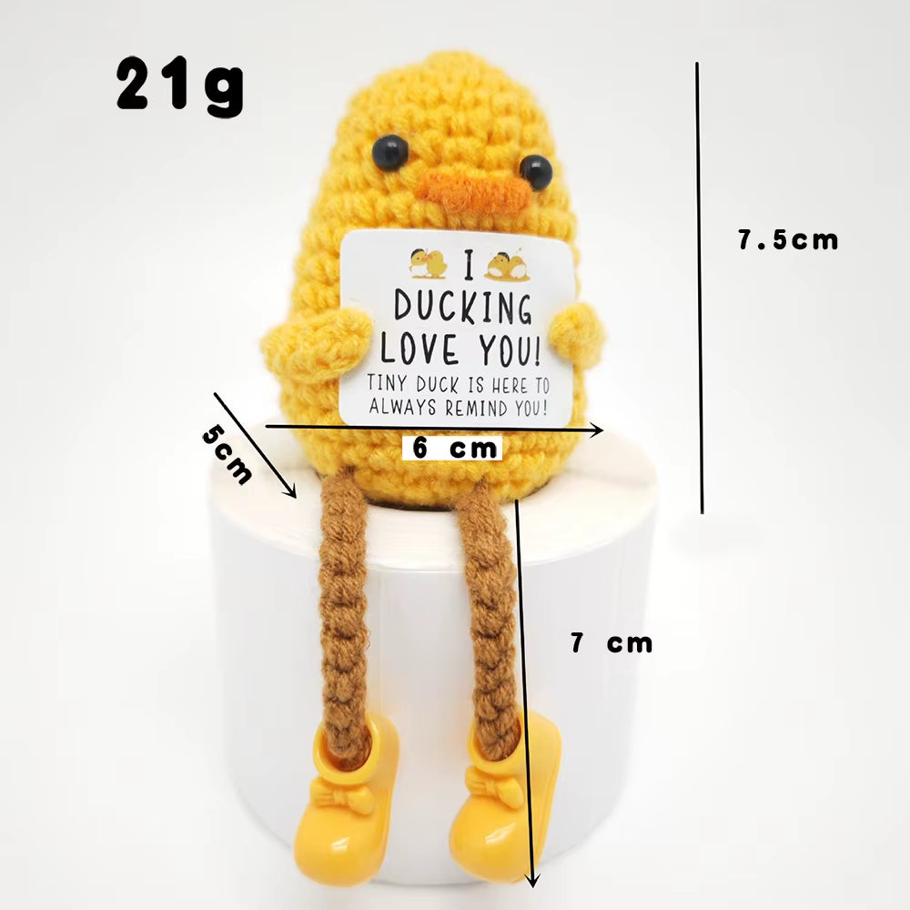 Positive Energy Crochet Doll Pocket Hug Handmade Knitted Plush Potato Plant Avocado Bee Turtle Duck Funny Emotional Support Gift