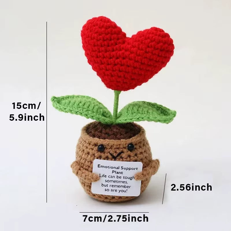 Positive Energy Crochet Doll Pocket Hug Handmade Knitted Plush Potato Plant Avocado Bee Turtle Duck Funny Emotional Support Gift