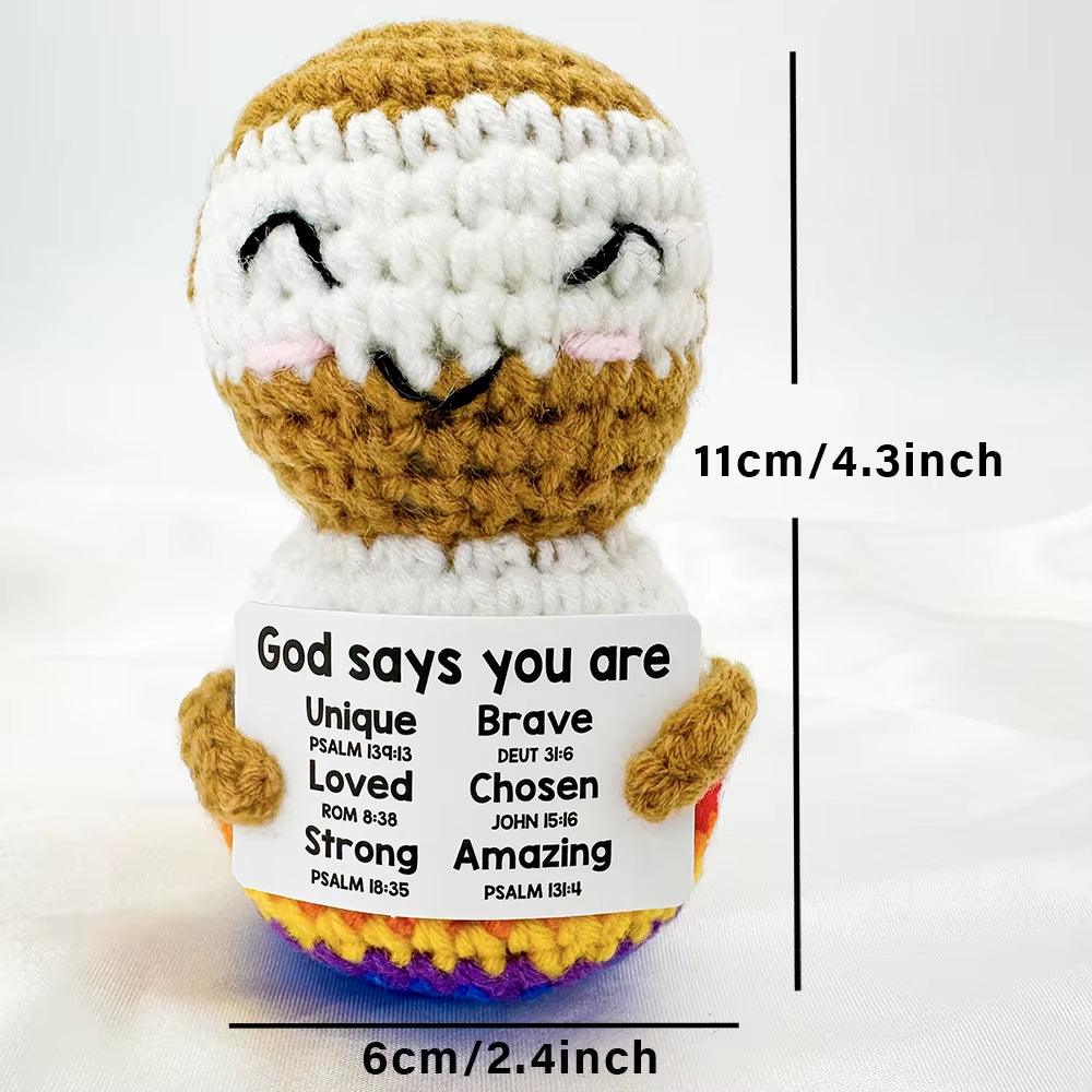 Positive Energy Crochet Doll Pocket Hug Handmade Knitted Plush Potato Plant Avocado Bee Turtle Duck Funny Emotional Support Gift