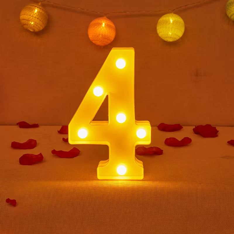Alphabet Letter LED Lights Luminous Number Lamp Decor Battery Night Light for Home Wedding Birthday Christmas Party Decoration