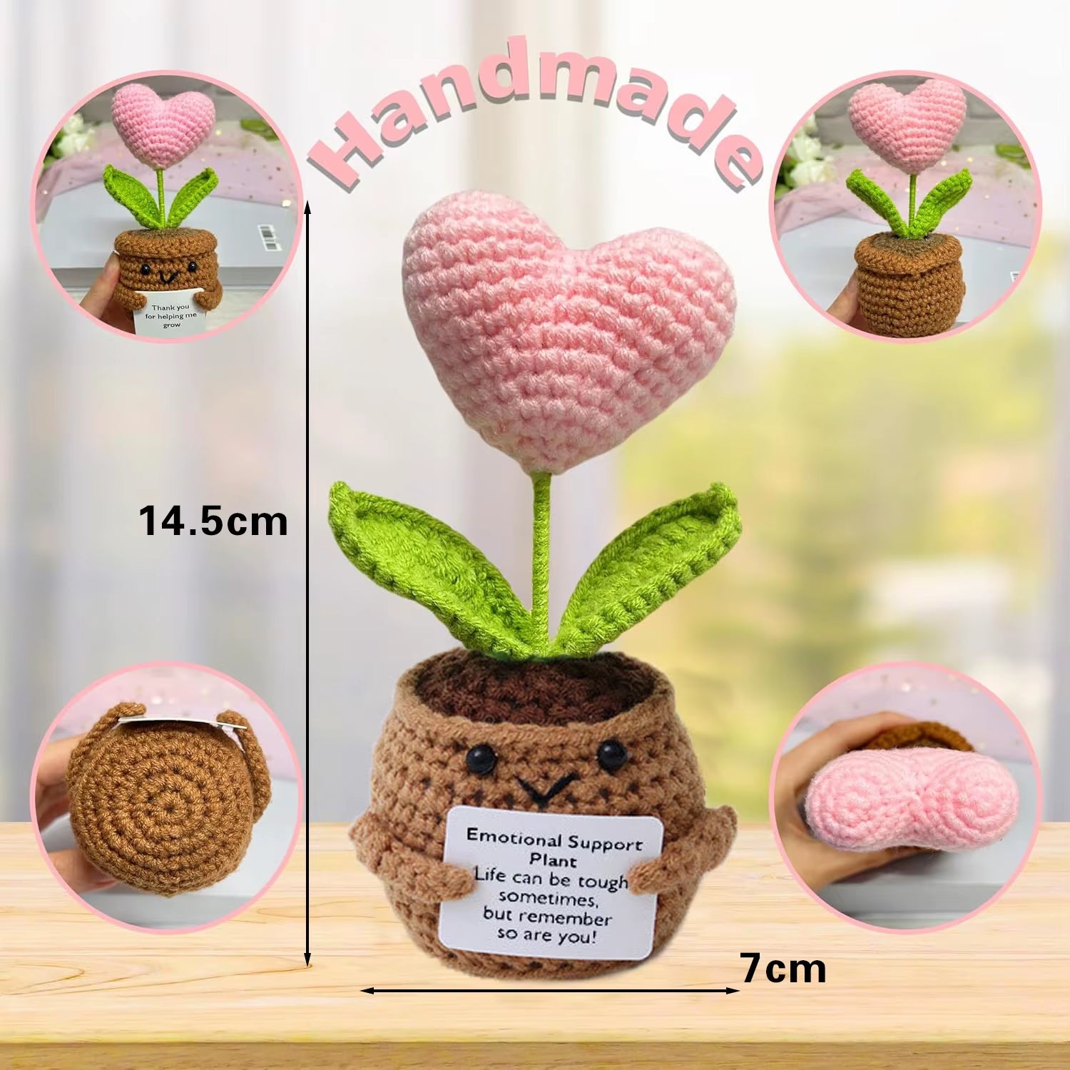 Positive Energy Crochet Doll Pocket Hug Handmade Knitted Plush Potato Plant Avocado Bee Turtle Duck Funny Emotional Support Gift