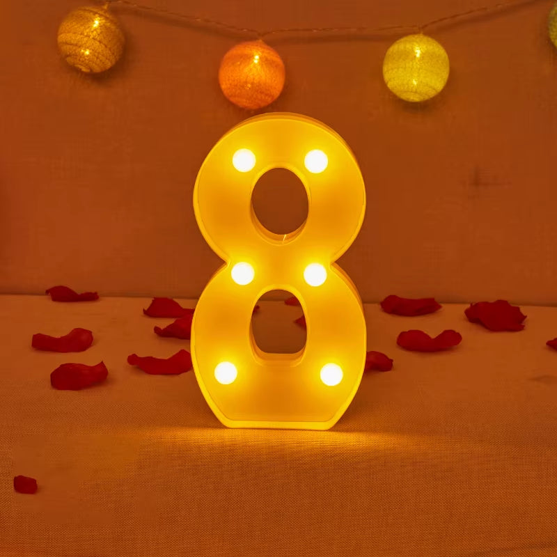 Alphabet Letter LED Lights Luminous Number Lamp Decor Battery Night Light for Home Wedding Birthday Christmas Party Decoration